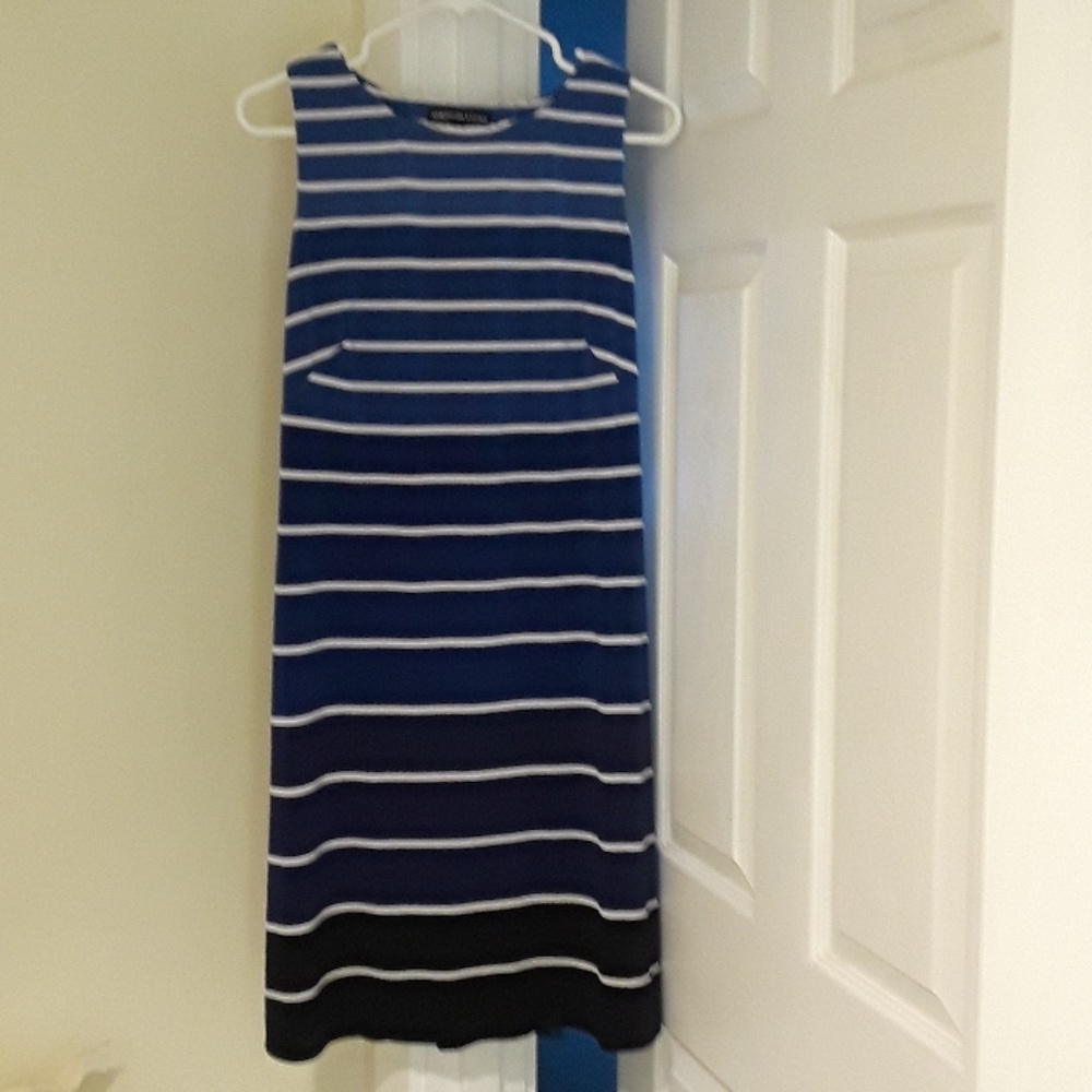 Summery blue and black stretch striped dress